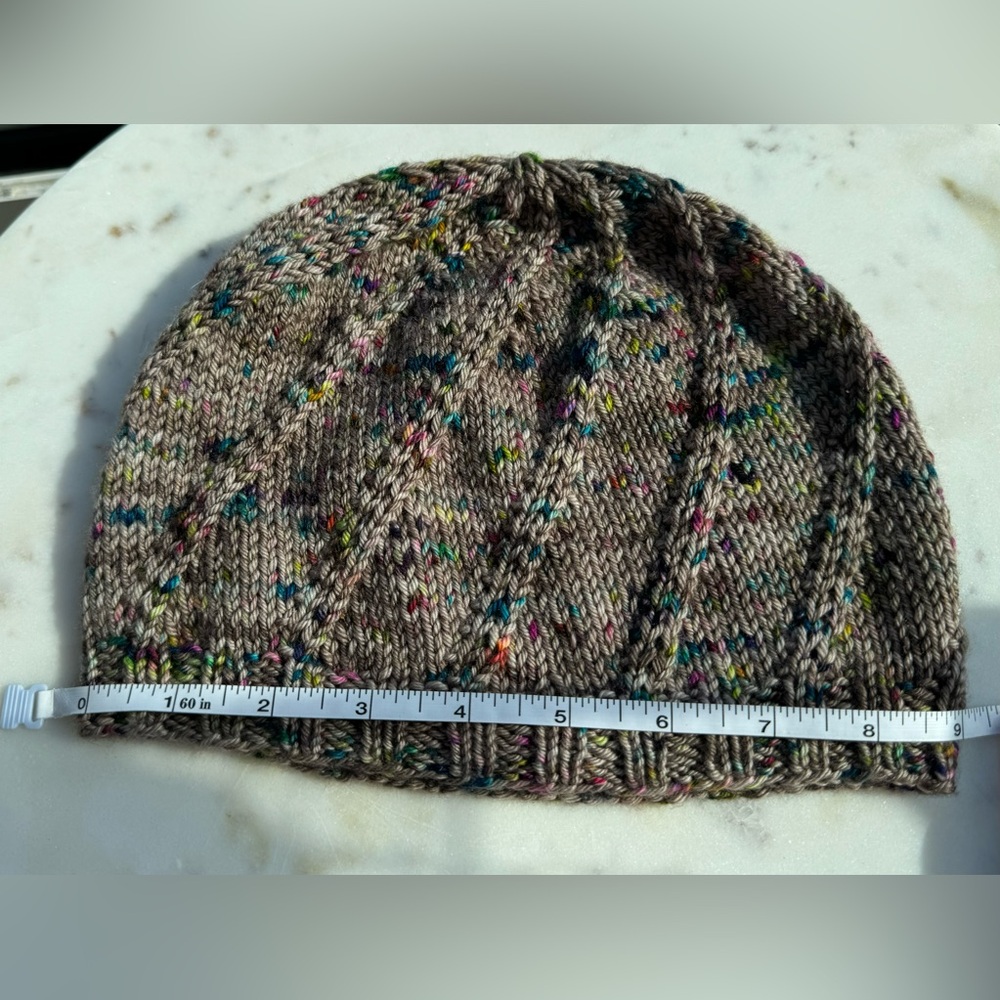 Handcrafted Knit Spiral Slouchy Hat - Grey Marled - Picture 5 of 7